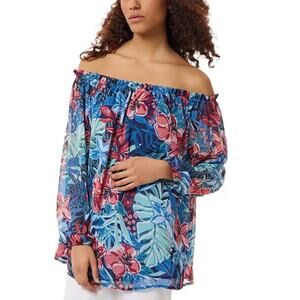 Jones New York Size XL Floral Print Long Sleeve Pull-Over Smocked Blouse‎ $69.5